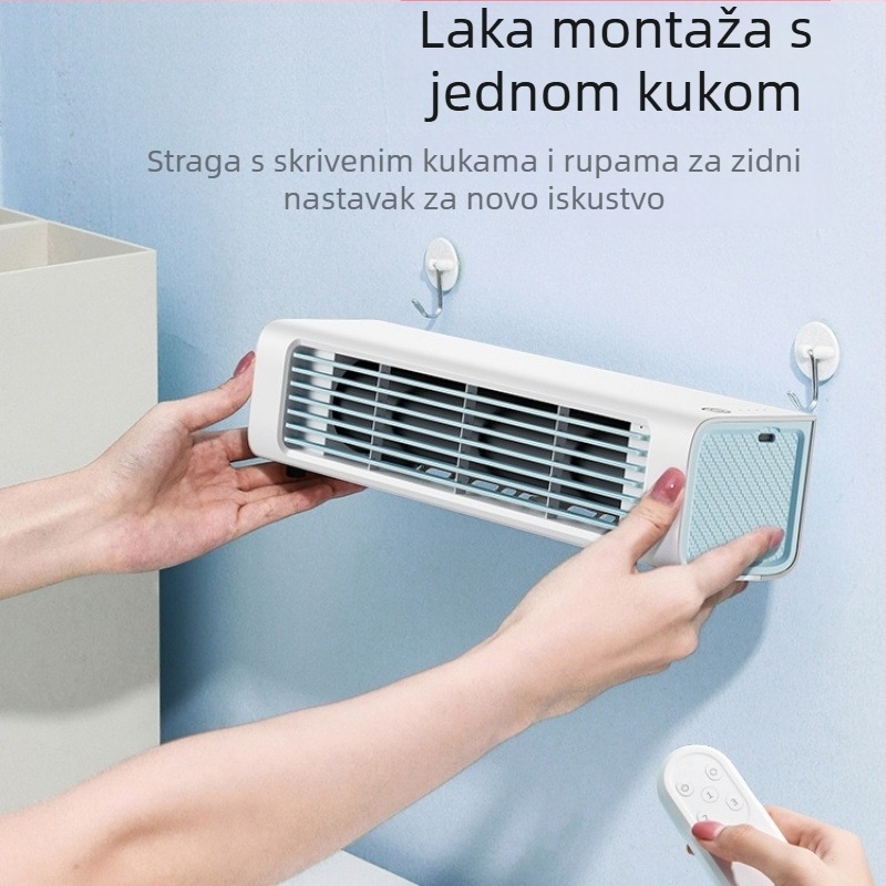 Zidni bezlopatni USB ventilator s izmjenjivom baterijom 300–500 mAh, 3 brzine, trajanje rada 3–6 sati, buka do 36 dB
