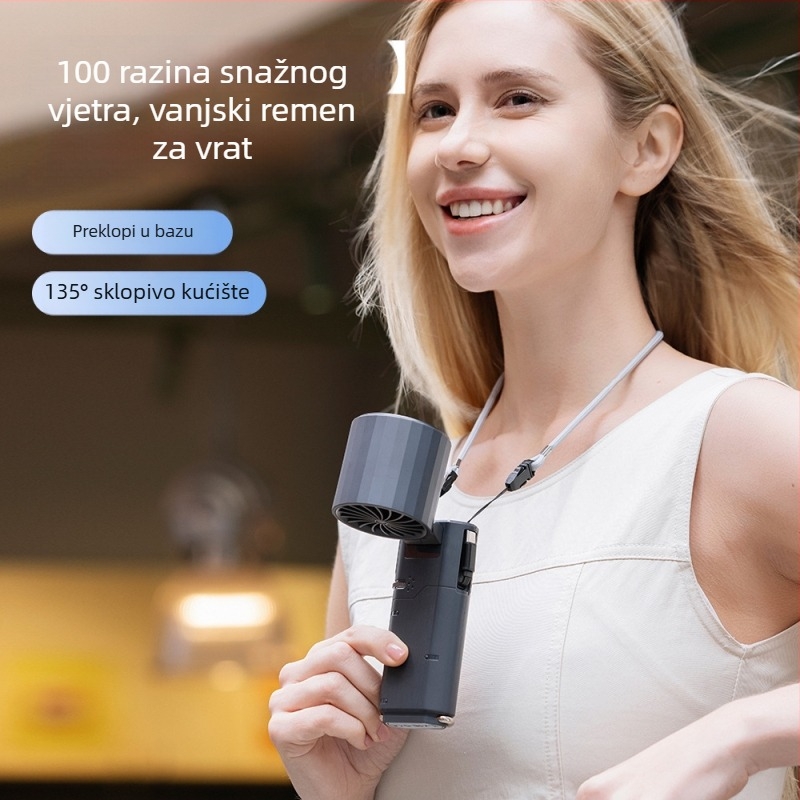 Ljetni prijenosni ručni ventilator s ugrađenom baterijom, hlađenje poluvodičkim sustavom, turbinski dizajn, USB napajanje