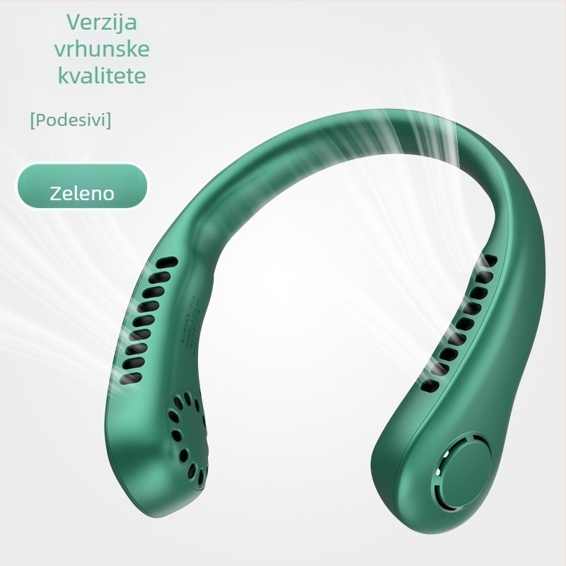 USB ventilator za vratom s digitalnim zaslonom, 5 brzina, ugrađena baterija 1200-2000 mAh, buka ispod 36 dB, 5V/5W, 6+ lopatica