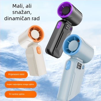 Ručni mini ventilator USB punjivi, bez lopatica, brushless motor, ugrađena baterija 2000–4000mAh, 100 brzina