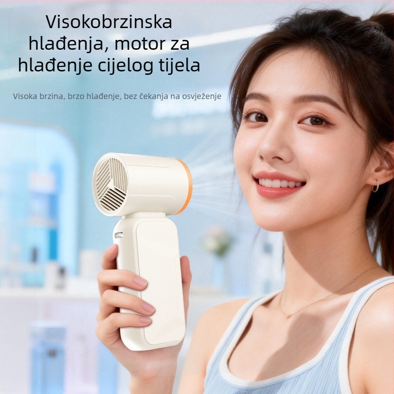 Ručni mini ventilator USB punjivi, bez lopatica, brushless motor, ugrađena baterija 2000–4000mAh, 100 brzina