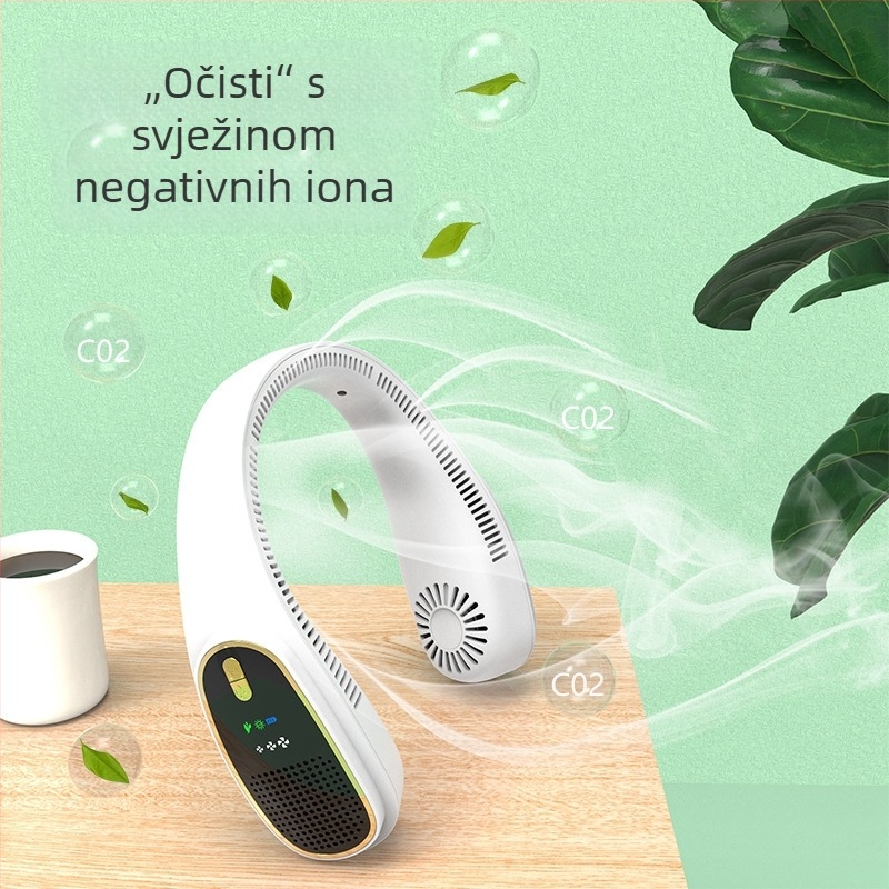 Vješajući ventilator za vrat - bez lopatica, USB punjiv, 4000-6000 mAh, 3 brzine, tih ispod 36 dB