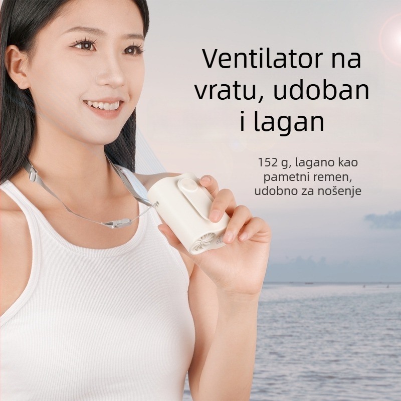 3-u-1 ventilator za pojas, vrat i ruku s ugrađenom baterijom 2000–4000 mAh, 5 brzina, USB napajanje, brushless motor, buka <36 dB