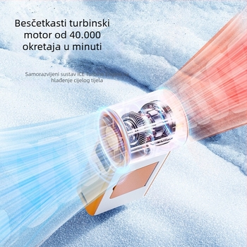 GF8 visokok brzinski ručni ventilator s USB punjenjem, dizajn turbine, digitalni zaslon i ogledalo, lagan i prijenosan