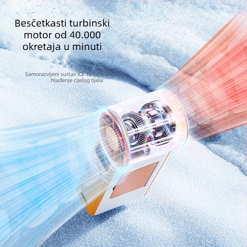 GF8 visokok brzinski ručni ventilator s USB punjenjem, dizajn turbine, digitalni zaslon i ogledalo, lagan i prijenosan