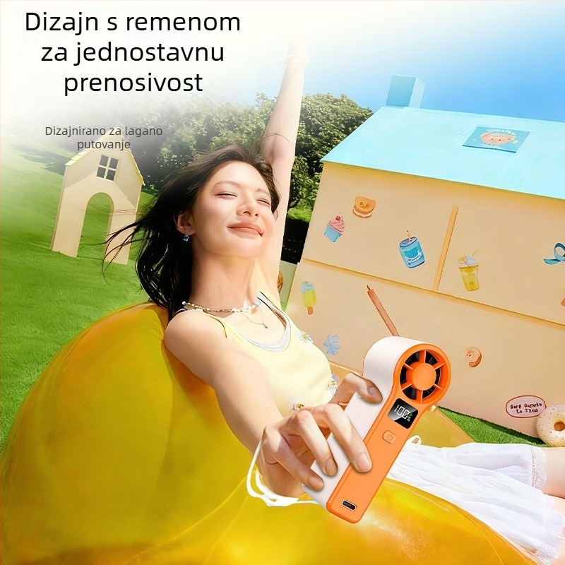 GF8 visokok brzinski ručni ventilator s USB punjenjem, dizajn turbine, digitalni zaslon i ogledalo, lagan i prijenosan