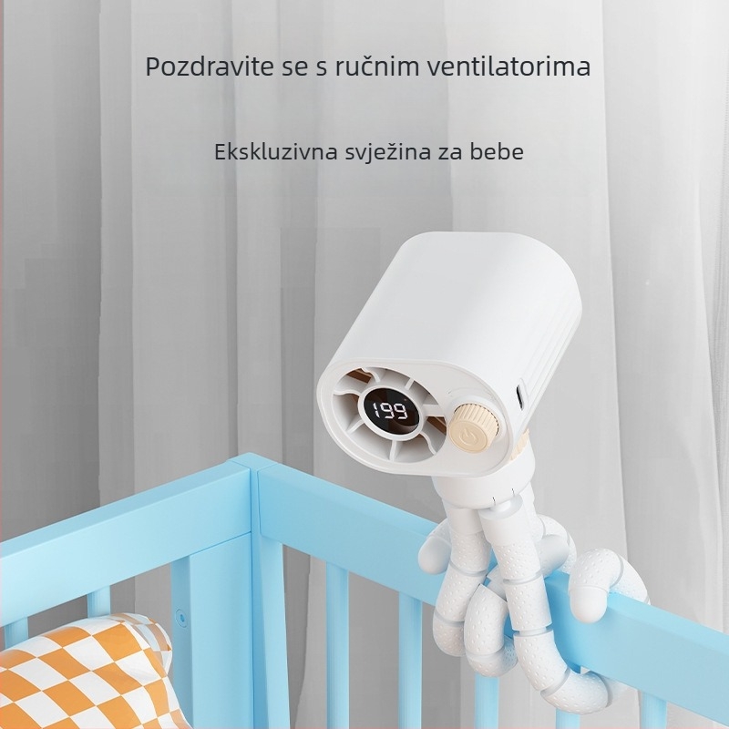 Prijenosni ventilator u obliku hobotnice, s ugrađenom baterijom, termoelektrično hlađenje i hlađenje ledom, USB punjenje, inovativan turbinski dizajn