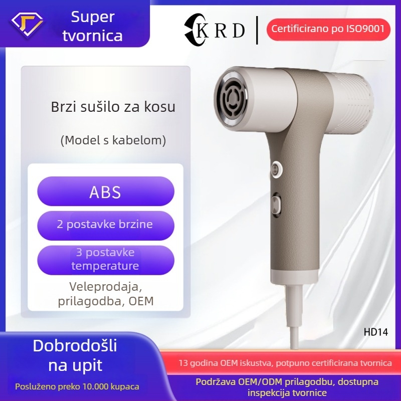 Carida HD14 Mini sušilo za kosu – Prijenosno za putovanja, 1000W, motor bez četkica, hladan/topli zrak, 2 brzine, negativni ioni, za dom ili studentski dom