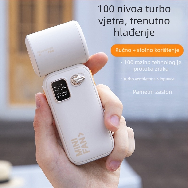 Novi ručni ventilator s digitalnim zaslonom, visoka brzina, snažan protok zraka, prijenosni turbinski ventilator bez lopatica