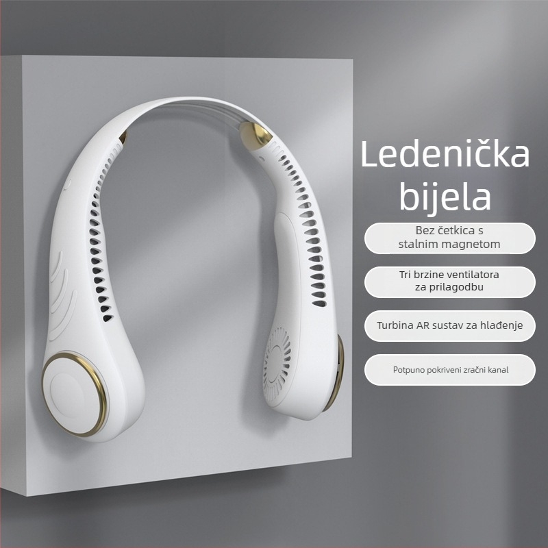 USB ventilator za vrat bez lopatica, s ugrađenom baterijom, 3 brzine, zvuk ispod 36 dB