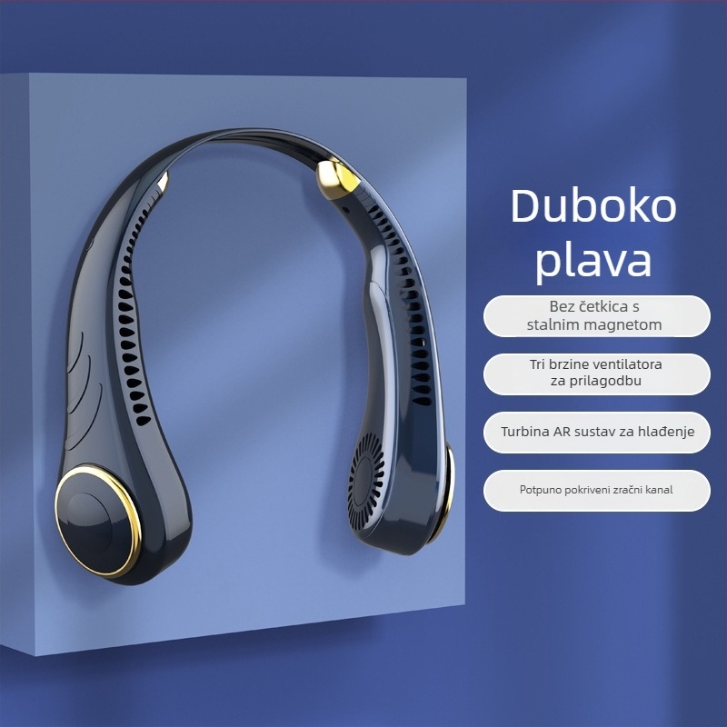 USB ventilator za vrat bez lopatica, s ugrađenom baterijom, 3 brzine, zvuk ispod 36 dB