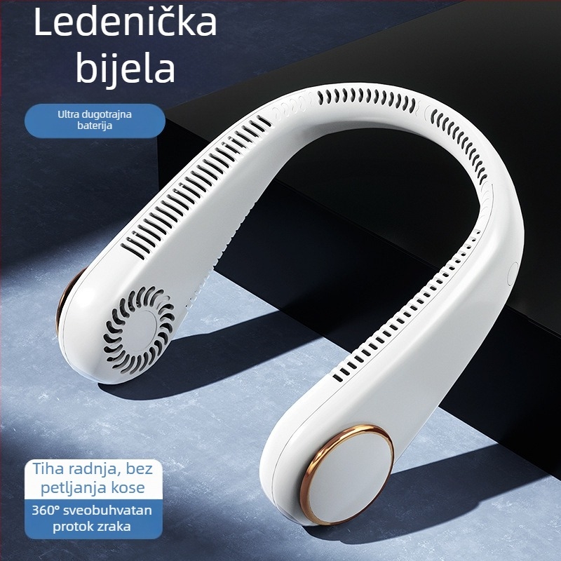 USB ventilator za vrat bez lopatica, s ugrađenom baterijom, 3 brzine, zvuk ispod 36 dB