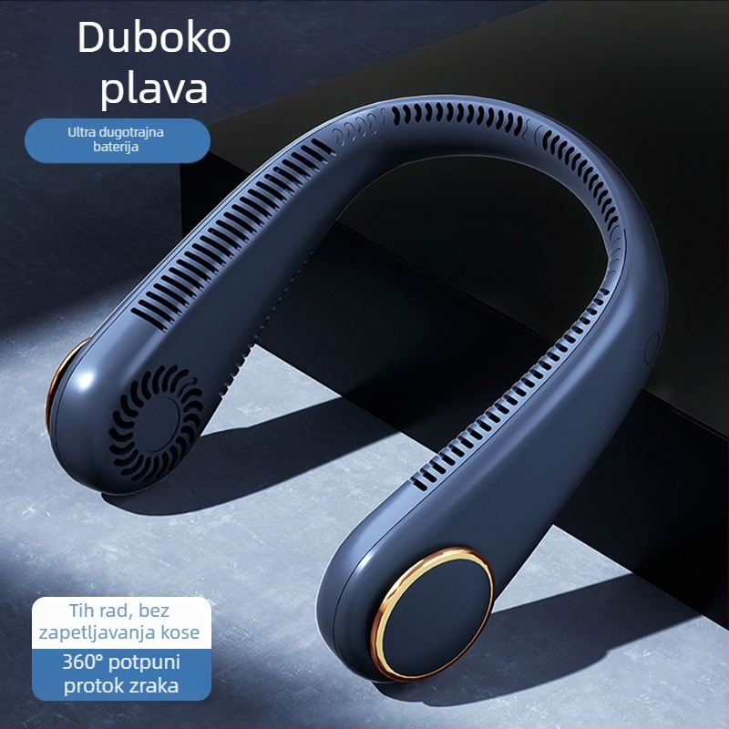 USB ventilator za vrat bez lopatica, s ugrađenom baterijom, 3 brzine, zvuk ispod 36 dB