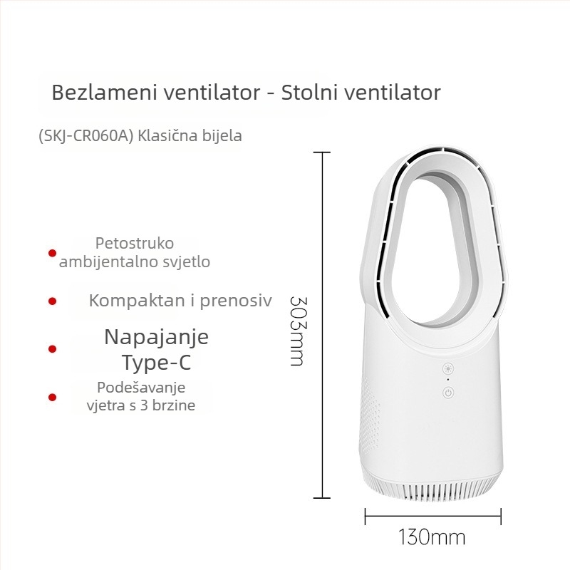 Toranj ventilator bez lopatica 060A, USB napajanje 5V/6W, brushless motor, dodirni zaslon