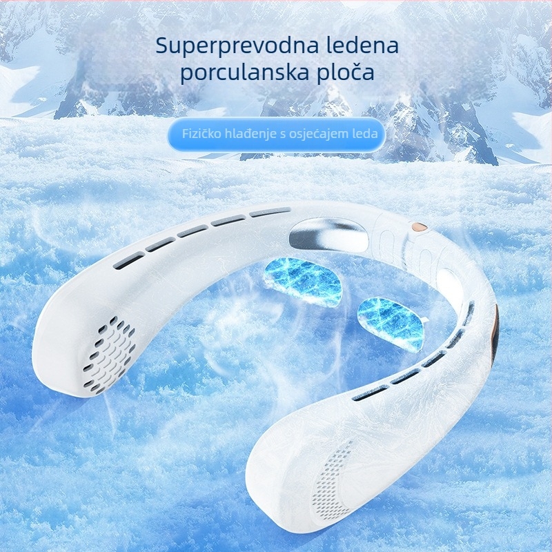 Novi bezlopatni ventilator za vrat, prijenosni mini USB, tih s digitalnim zaslonom