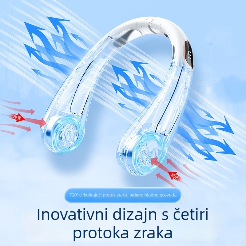 Novi bezlopatni ventilator za vrat, prijenosni mini USB, tih s digitalnim zaslonom