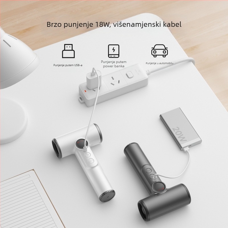USB punjivo bežično sušilo za kosu, 200W motor s četkama, hladan/topli zrak, 3 brzine protoka zraka, zaštita od pregrijavanja