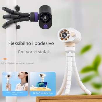 Ručni bezlopatni mini ventilator s USB napajanjem, brushless motor, nepostepena regulacija brzine, ugrađena baterija 1200–2000 mAh