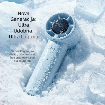 Ručni bezčetkasti ventilator, USB punjiv, motor bez četkica, ugrađena baterija 1200–2000 mAh, 5 brzina, težina 90 g