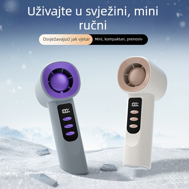 Prijenosni USB ventilator s digitalnim zaslonom, bez lopatica, brushless motor, ugrađena baterija 1200-2000mAh, 100 razina brzine zraka
