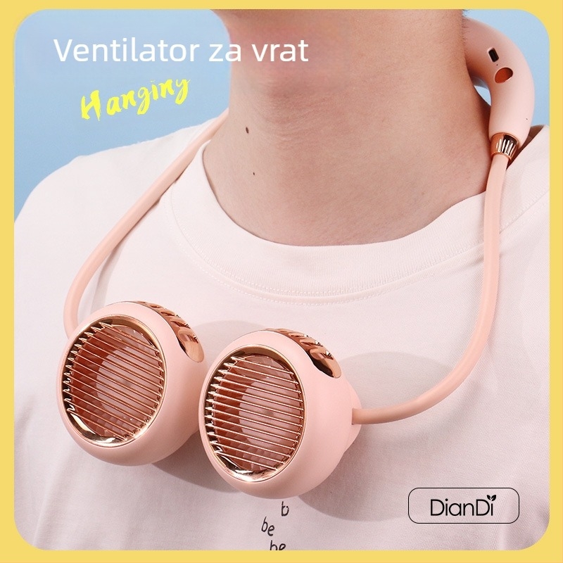 USB punjivi ventilator za vrat, prenosni za vanjsku upotrebu, 3 brzine, zamjenjiva baterija 1000–1200 mAh