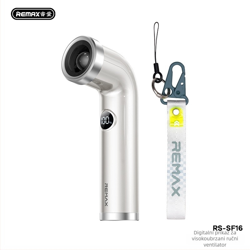 Remax Turbo Vortex ručni bezlopatni ventilator, USB punjenje, 100 razina brzine, tih ispod 36 dB, ugrađena litijska baterija 2000–4000 mAh