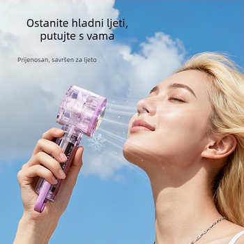Ručni bezlopatni ventilator s hlađenjem ledenim pakiranjem, 3 brzine, ugrađena litijska baterija 2000–4000 mAh, trajanje 3–6 sati