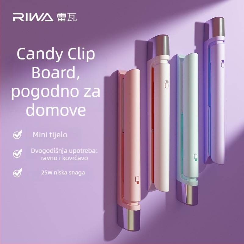 Riwa RB-8110 Dvostruki aparat za ravnanje i uvijanje kose, ploča od turmalin-keramičke, 35W, napajanje iz mreže, mini prijenosni