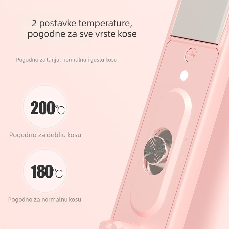 Riwa RB-8110 Dvostruki aparat za ravnanje i uvijanje kose, ploča od turmalin-keramičke, 35W, napajanje iz mreže, mini prijenosni