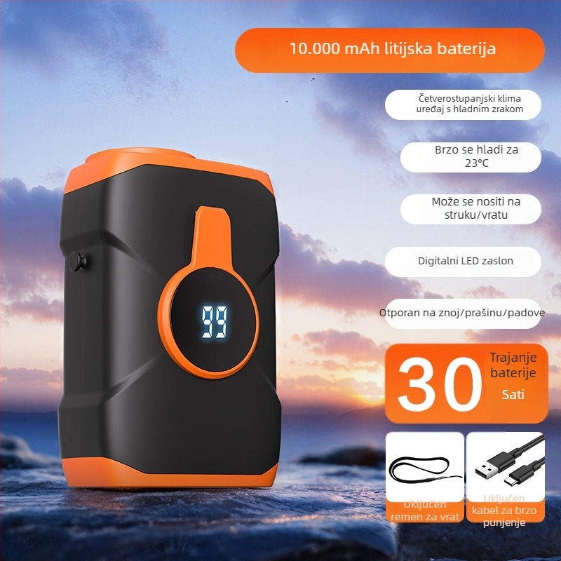 12000mAh pojasni ventilator bez lopatica, USB punjivi, prijenosni za vanjsku upotrebu, 3 brzine