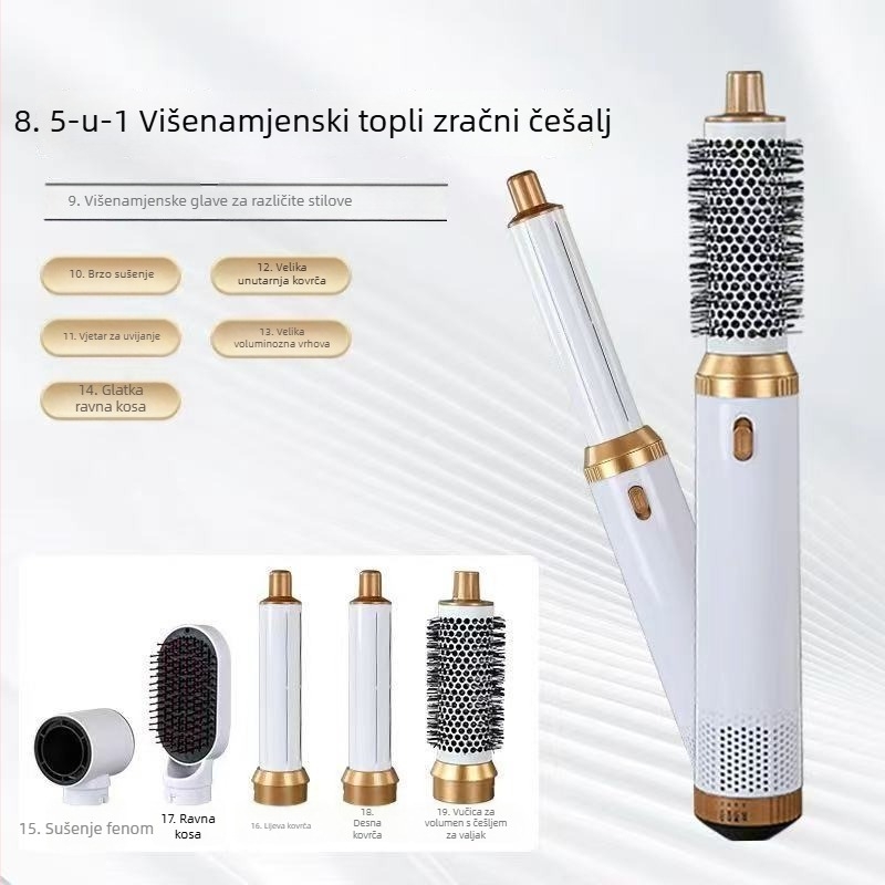 Pet u jednoj višenamjenskoj opremi za kosu s toplim zrakom, 850W, 220V, motor bez četkica, hladan/topli zrak, rotirajući nastavak i usmjerivački nastavak