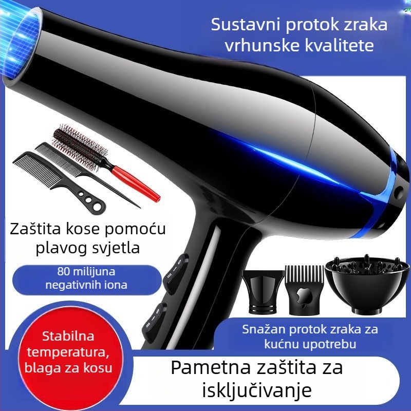 Kućni sušilo za kosu s četkasti motorom, 3 brzine protoka zraka, negativni ioni, konstantna temperatura, njegovanje kose