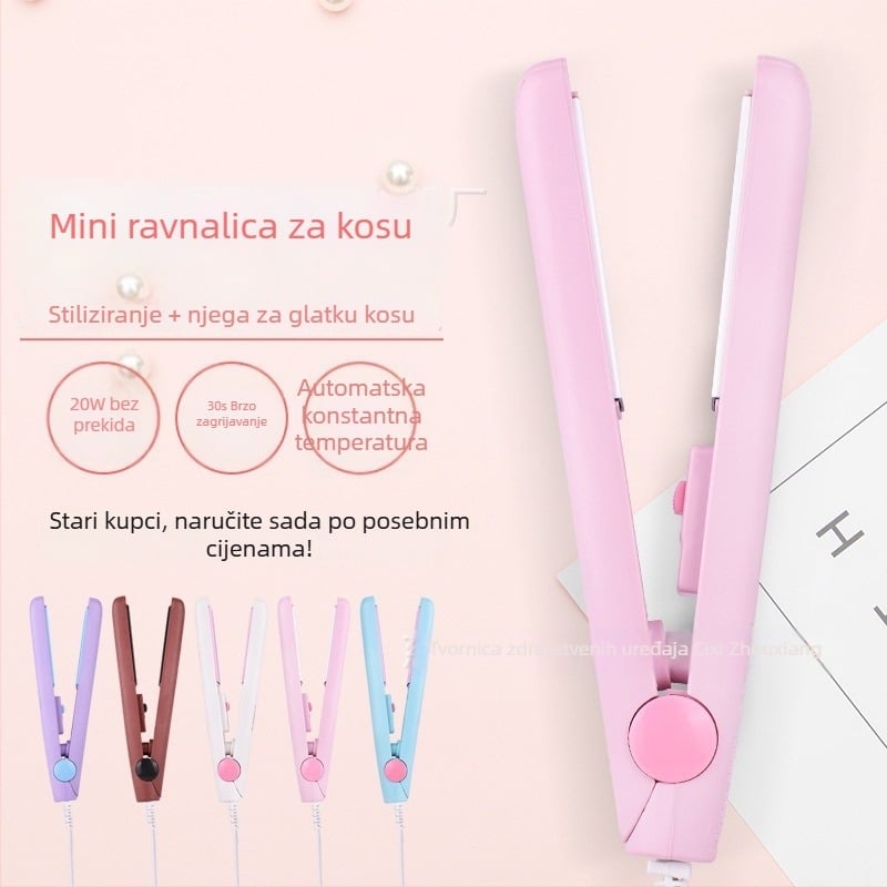 Mini dvostruki uređaj za kovrčanje i ravnanje kose s keramičkim premazom, nježan prema kosi, pogodna za studentski dom