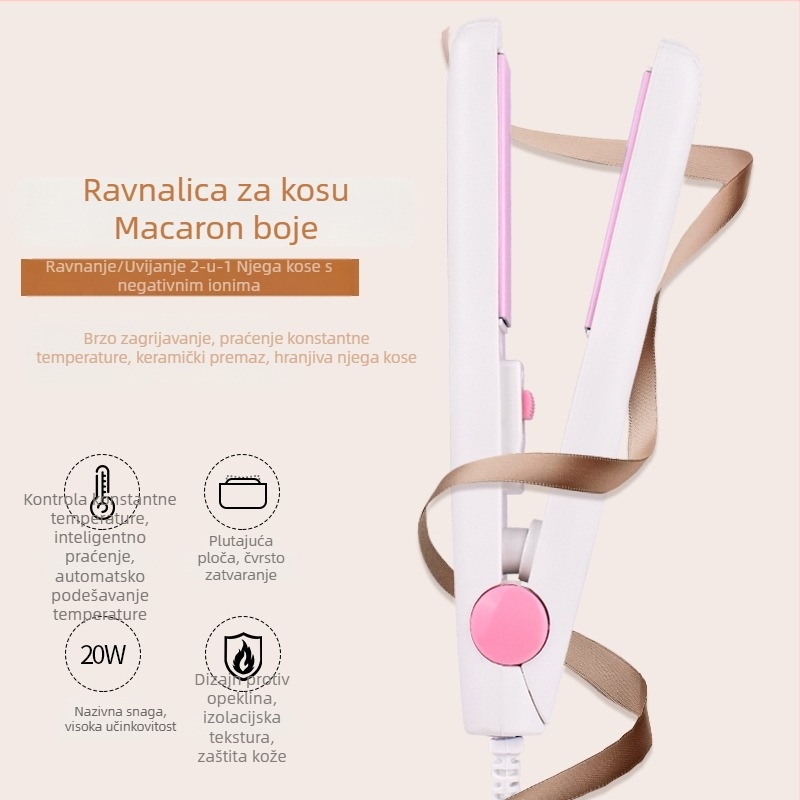 Mini dvostruki uređaj za kovrčanje i ravnanje kose s keramičkim premazom, nježan prema kosi, pogodna za studentski dom