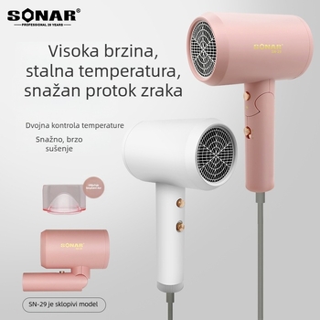 Sušilo za kosu s preklopnim držalom, 1500W, 220V, hladan/topao zrak, 3 brzine