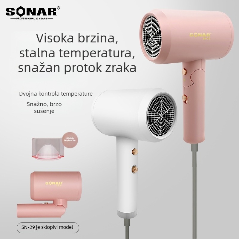 Sušilo za kosu s preklopnim držalom, 1500W, 220V, hladan/topao zrak, 3 brzine