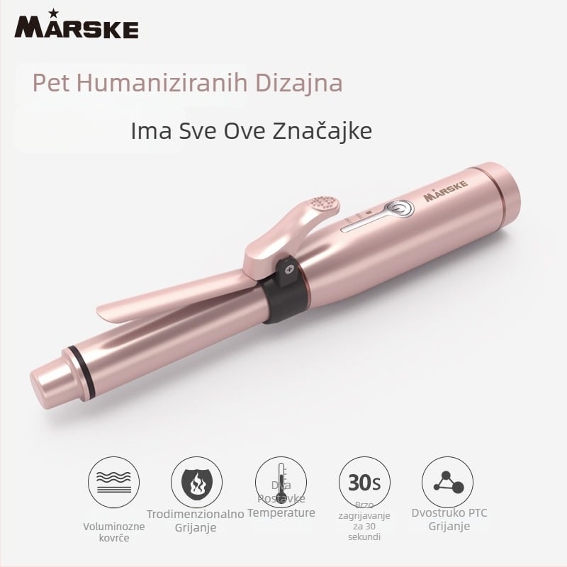 Mini USB uvijač za kosu, dvostruka uporaba – kovrčanje i ravnanje, prijenosni s klipom za šiške, turmalin–keramički cilindar, promjer 16–20 mm, dvije razine temperature