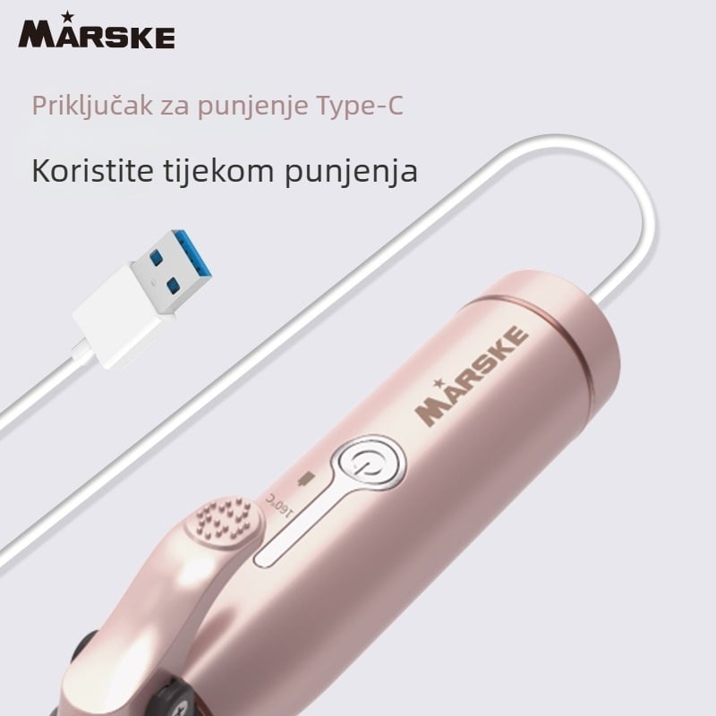 Mini USB uvijač za kosu, dvostruka uporaba – kovrčanje i ravnanje, prijenosni s klipom za šiške, turmalin–keramički cilindar, promjer 16–20 mm, dvije razine temperature