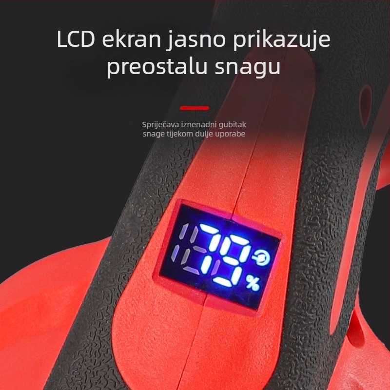 Ručni puh za lišće s litijskom baterijom — za vanjsku upotrebu (snijeg, lišće, prašina), snažan protok zraka; bez usisavanja (Napon: 21V; Raspon napona: AC 50V-DC 250V)
