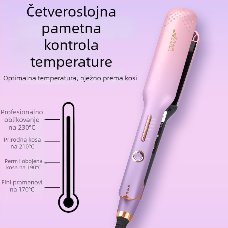 Električni uređaj za ravnanje i kovrčanje kose, mokra i suha upotreba, bez oštećenja kose, podesiva temperatura, ploče za ravnanje, glačanje šiški