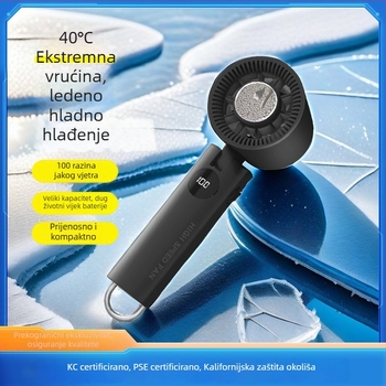 Ručni USB ventilator bez lopatica s ugrađenom baterijom 2000–4000 mAh, 5 brzina, tih (<36 dB), ABS kućište, s kukom