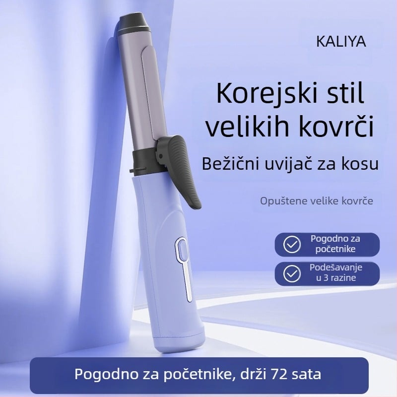 Bežični uvijač s velikim valjkom od 31 mm i više, korejskog stila — turmalinska keramika, za kovrče i ravnanje, dugotrajan stil