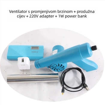 Jiulong Mountain prijenosni power bank i vanjski roštiljski ventilator, podesiva brzina, DC napajanje, 5–220 V, dvostruka namjena