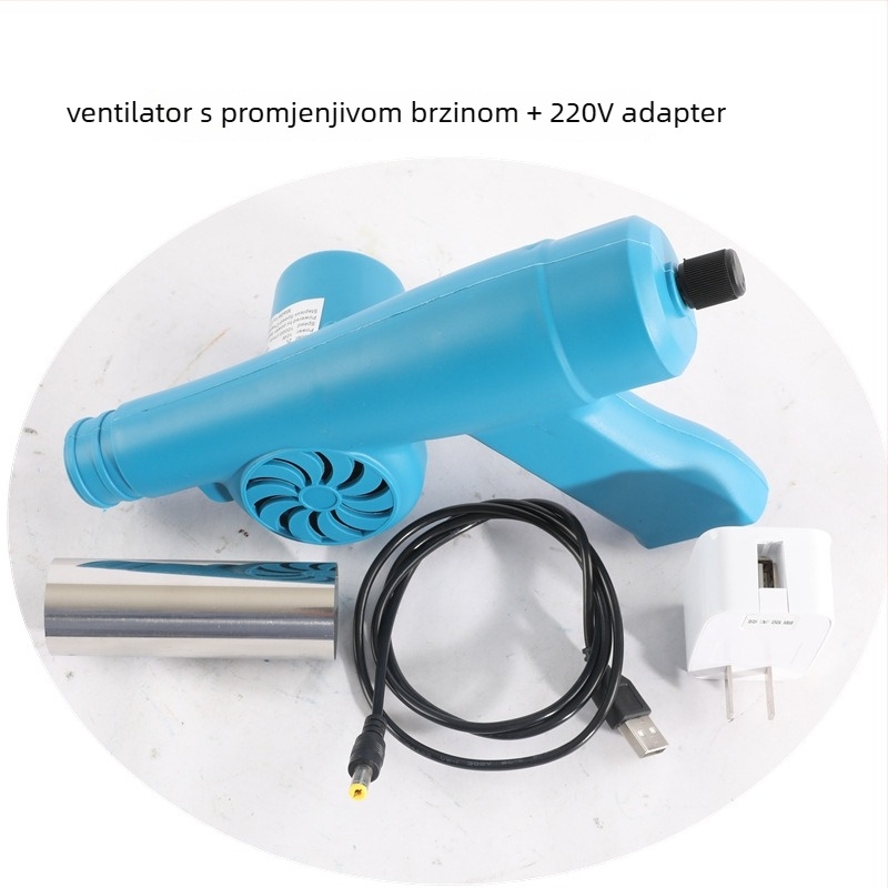 Jiulong Mountain prijenosni power bank i vanjski roštiljski ventilator, podesiva brzina, DC napajanje, 5–220 V, dvostruka namjena