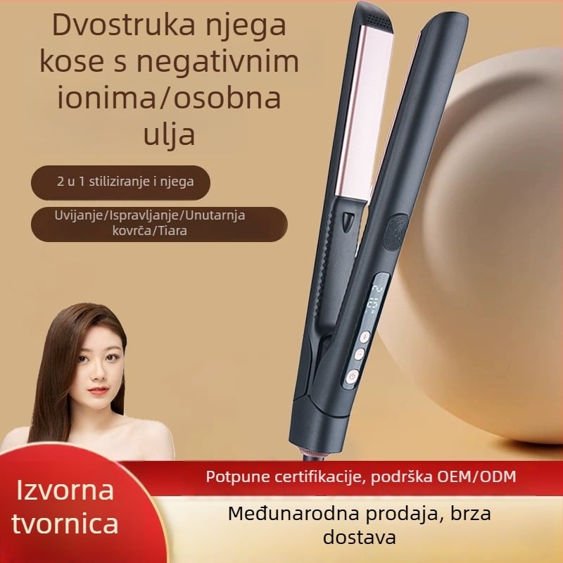 Dvostruko funkcionalno glačalo za kovrčanje i ravnanje kose s pločama od turmalinske keramike, 5 postavki temperature, 220V 45W, model V-2113