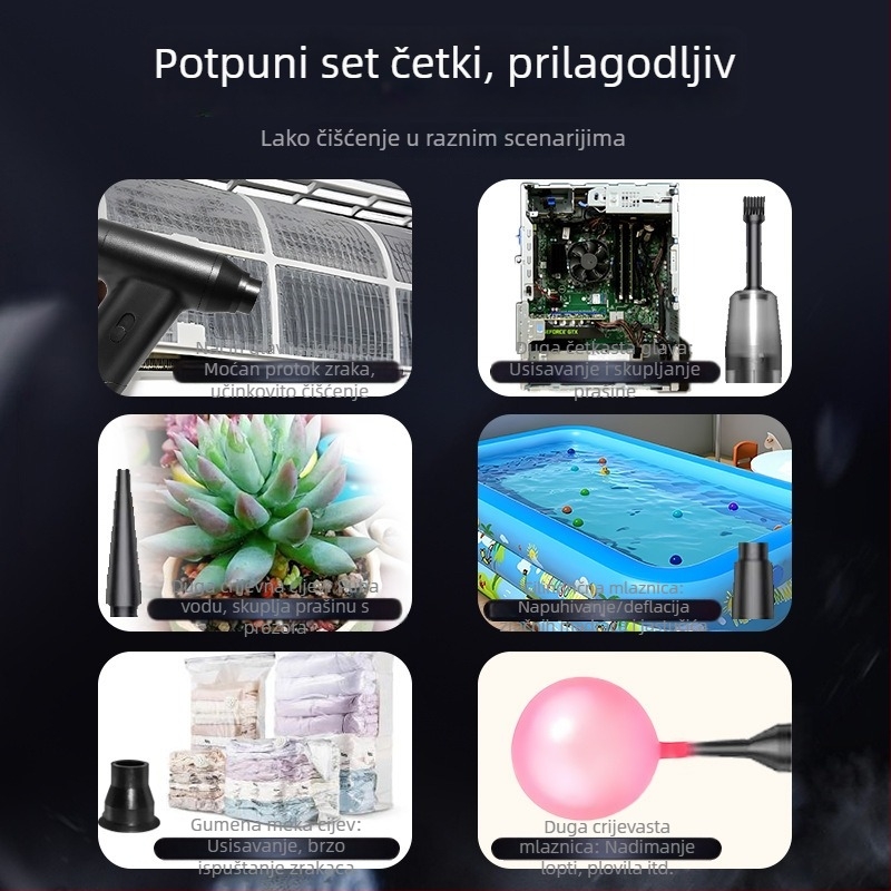 Ručno bežični usisavač za automobil i dom, visoke snage, prijenosni, višenamjenski (Nazivni napon: 5V)