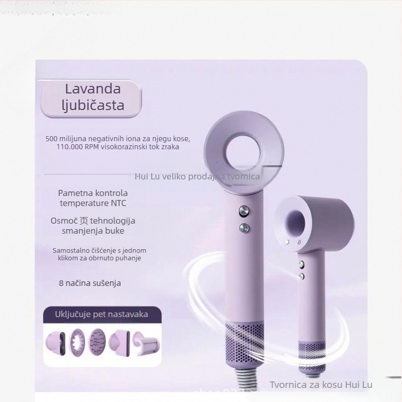 Lefen sušilo za kosu 1600W, bezčetkasti motor, negativni ioni za njegu kose, 220V, 4 brzine, tih 60–70 dB, brzo sušenje