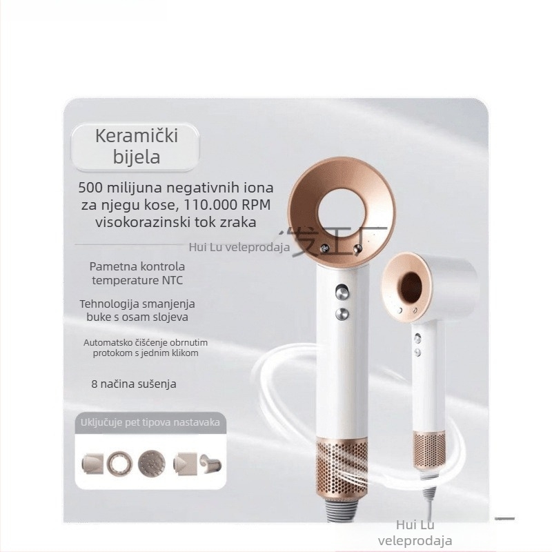 Lefen sušilo za kosu 1600W, bezčetkasti motor, negativni ioni za njegu kose, 220V, 4 brzine, tih 60–70 dB, brzo sušenje