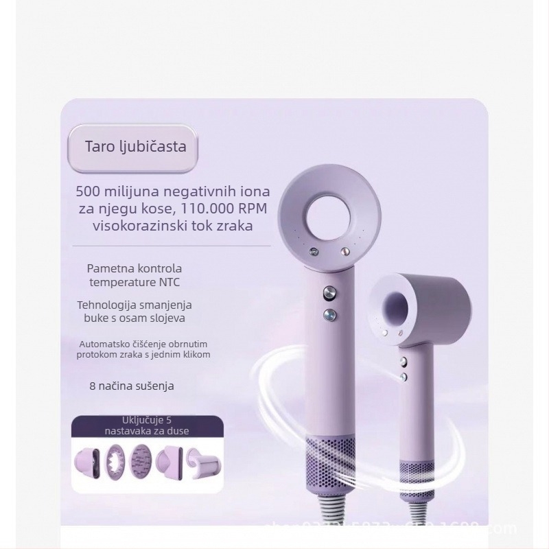 Lefen sušilo za kosu 1600W, bezčetkasti motor, negativni ioni za njegu kose, 220V, 4 brzine, tih 60–70 dB, brzo sušenje