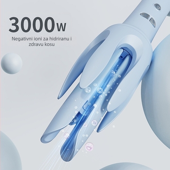 Automatska uvijač štap s dvostrukim žljebom, 3-u-1 za sušenje i kovrče, turmalin-keramički grijač, 25-stupanjska regulacija temperature, 34W, žični pogon
